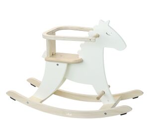 Vilac Wooden rocking horse white with backrest